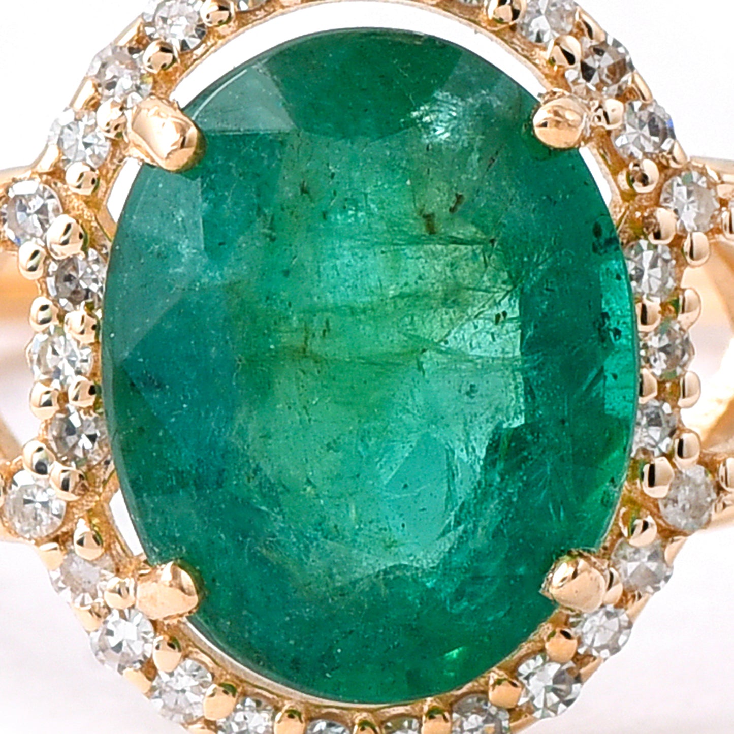 1.99 Ct Oval Mixed Cut Natural Emerald 14K Gold Ring