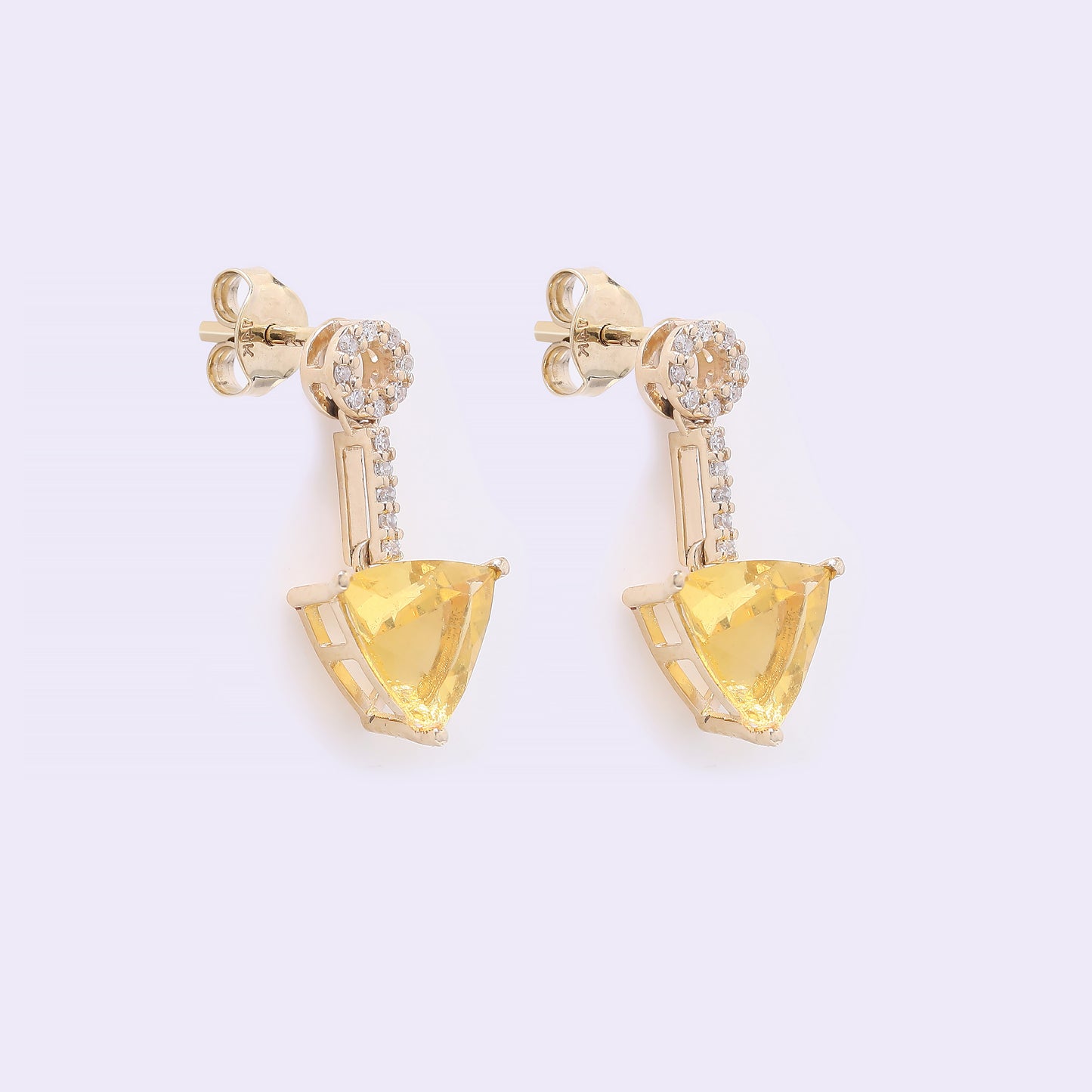 1.44 Ct Triangle Mixed Cut Natural Fire Opal 14K Gold Earrings