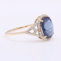 2.50 Ct Oval Mixed Cut Natural Sapphire 14K Gold Ring