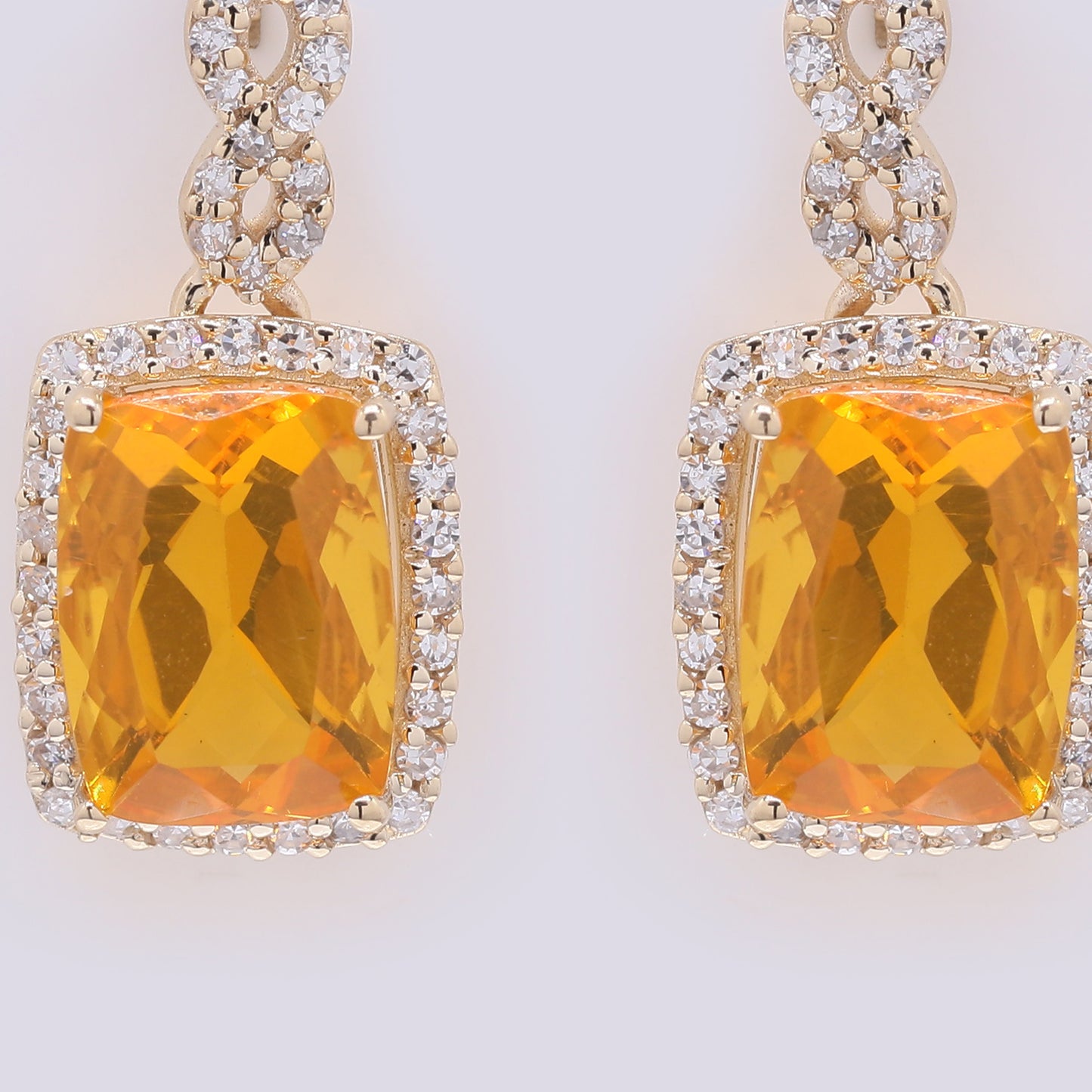 2.63 Ct Cushion Mixed Cut Natural Fire Opal 14K Gold Earrings