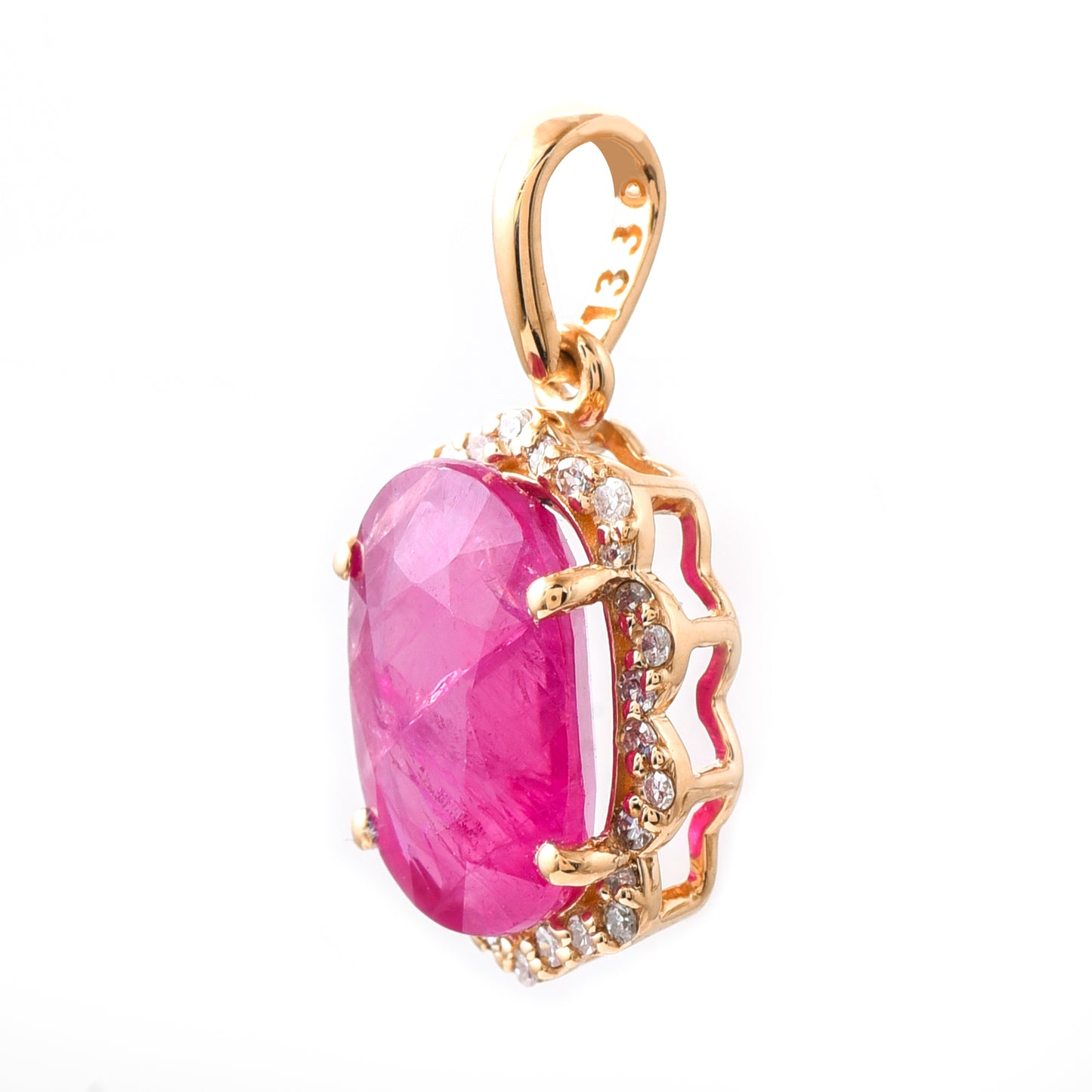 3.02 Ct Oval Ruby 14K Gold Pendant