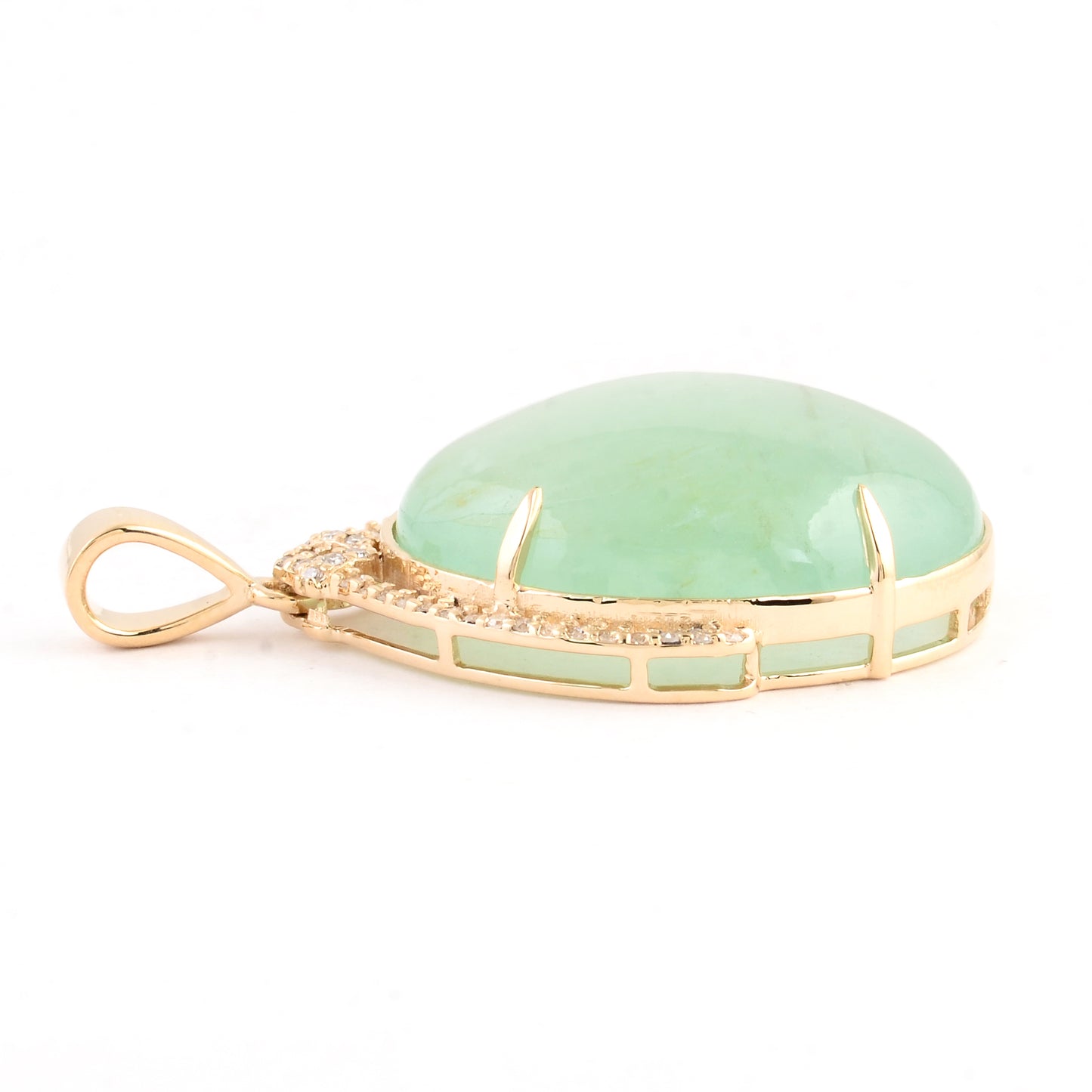 17.58 Ct Oval Cabochon Natural Beryl Emerald 14K Gold Pendant