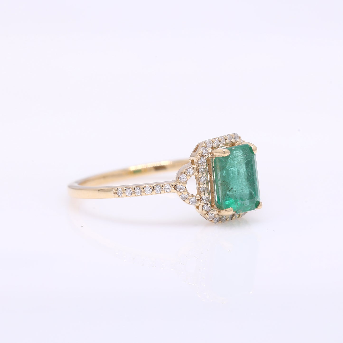 1.39 Ct Octagon Step Cut Natural Emerald 14K Gold Ring