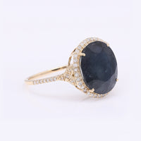 6.41 Ct Oval Mixed Cut Natural Corundum Sapphire 14K Gold Ring