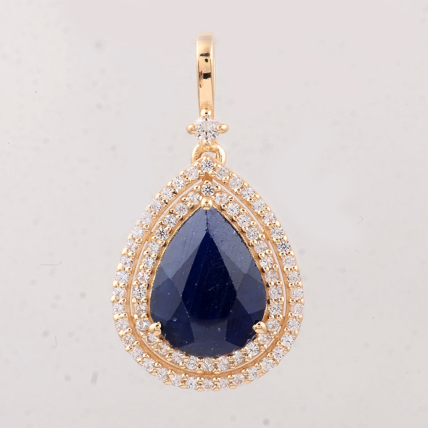 3.35 Ct Pear Sapphire 9K Gold Pendant