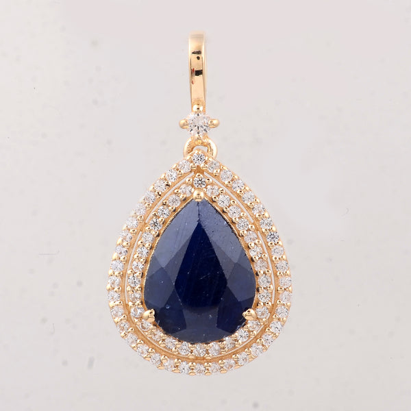 3.35 Ct Pear Sapphire 9K Gold Pendant