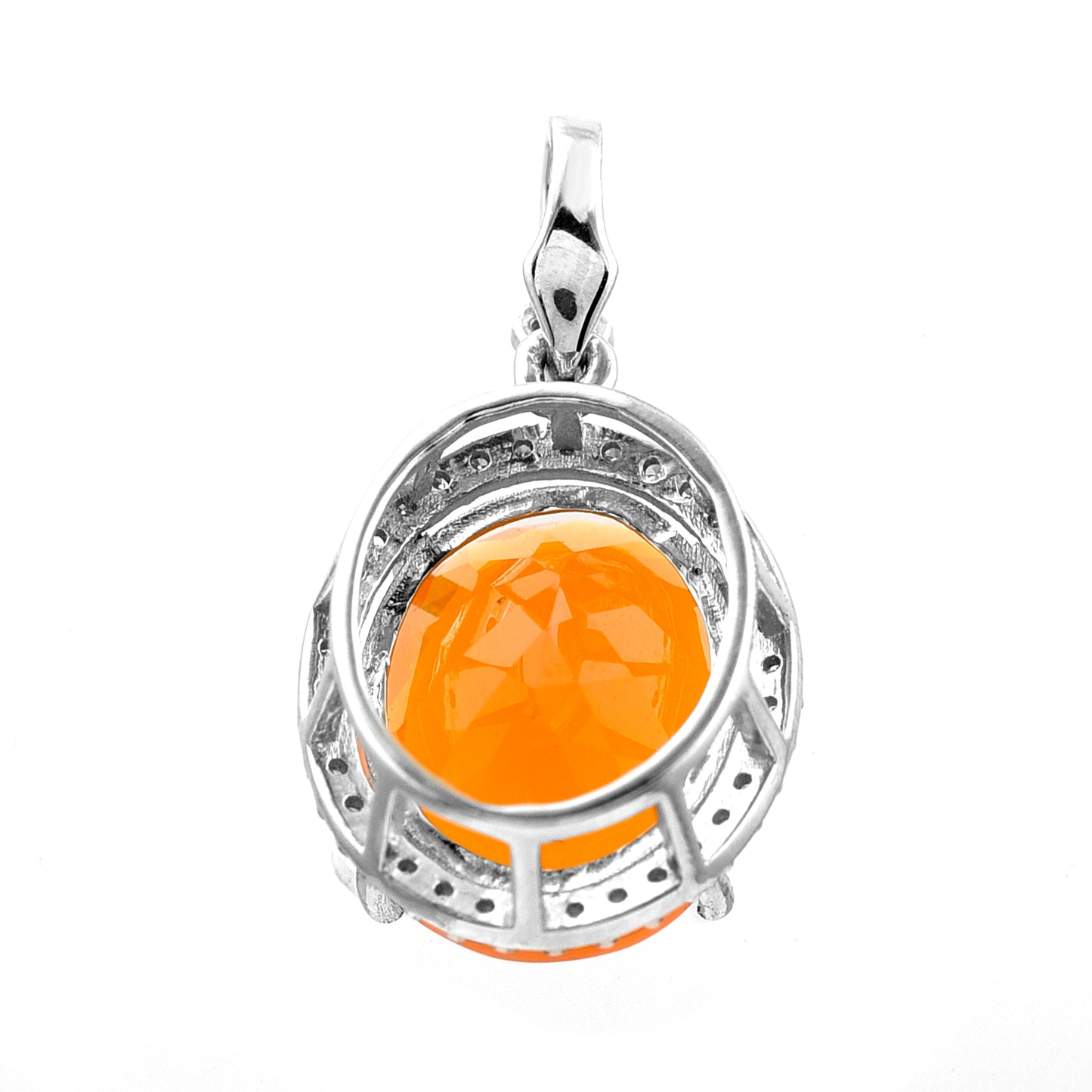 2.65 Ct Oval Mixed Cut Natural Fire Opal 950 Platinum Pendant