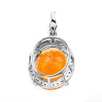 2.65 Ct Oval Mixed Cut Natural Fire Opal 950 Platinum Pendant