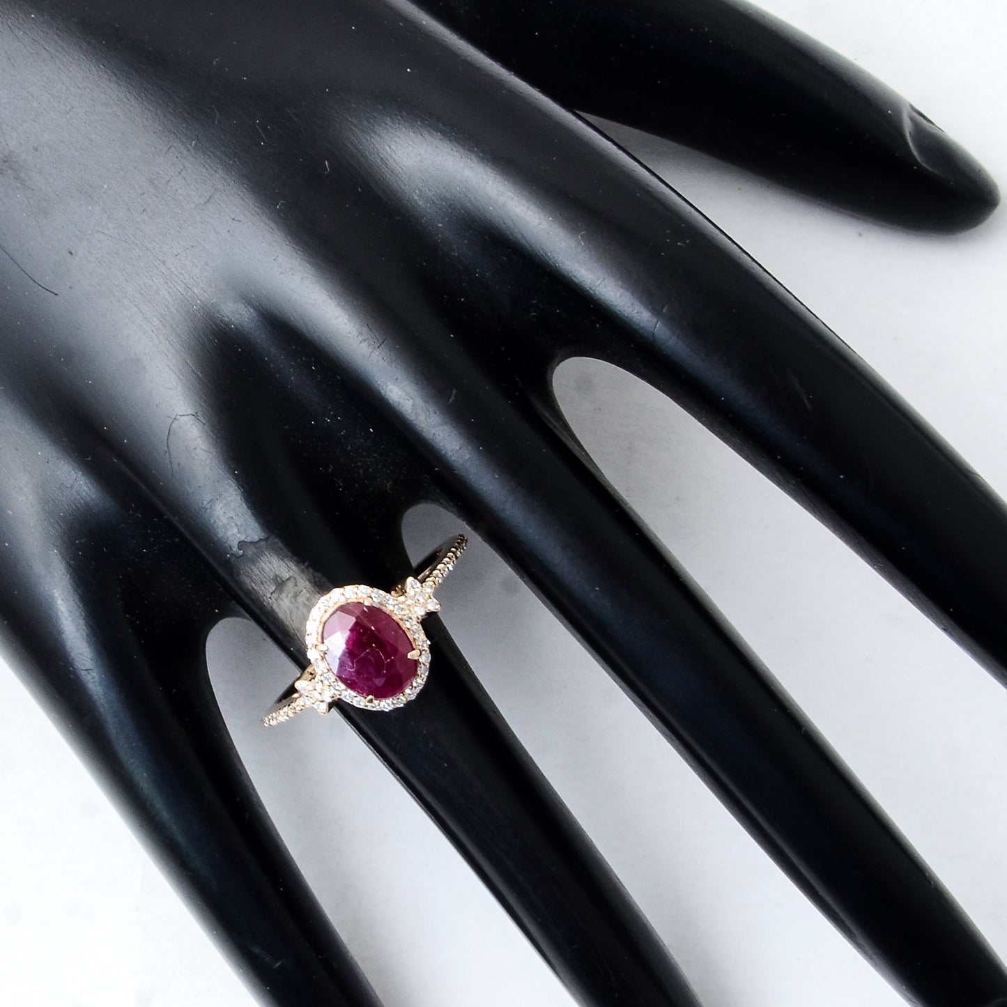 2.03 Ct Oval Mixed Cut Natural Corundum Ruby 14K Gold Ring