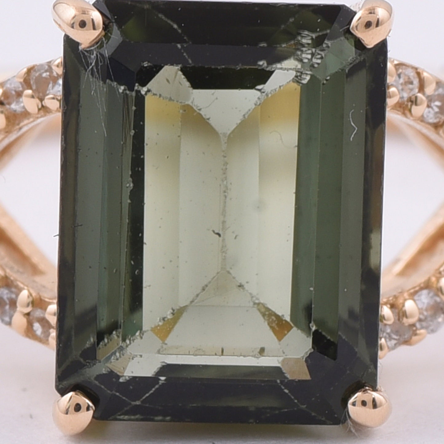 2.57 Ct Octagon Step Cut Natural Green Tourmaline 14K Gold Ring