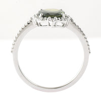 1.91 Ct Oval Mixed Cut Natural Green Sapphire 950 Platinum Ring