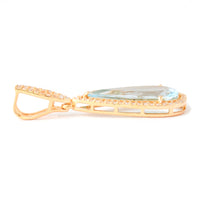 2.15 Ct Pear Mixed Cut Natural Aquamarine 14K Gold Pendant