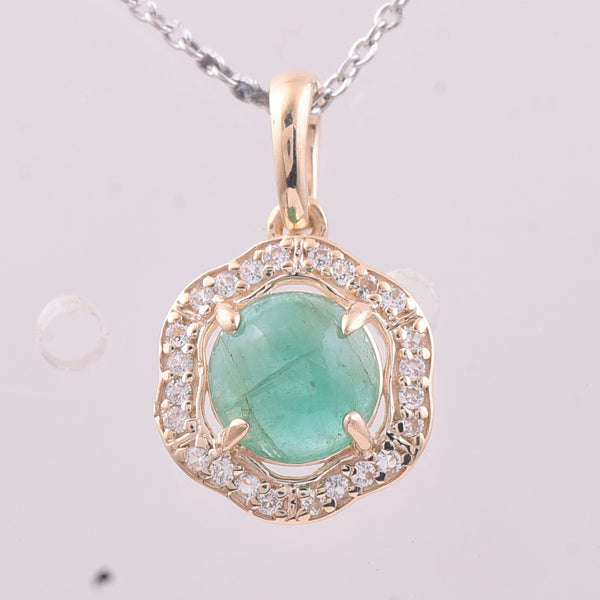 0.79 Ct Round Emerald 9K Gold Pendant