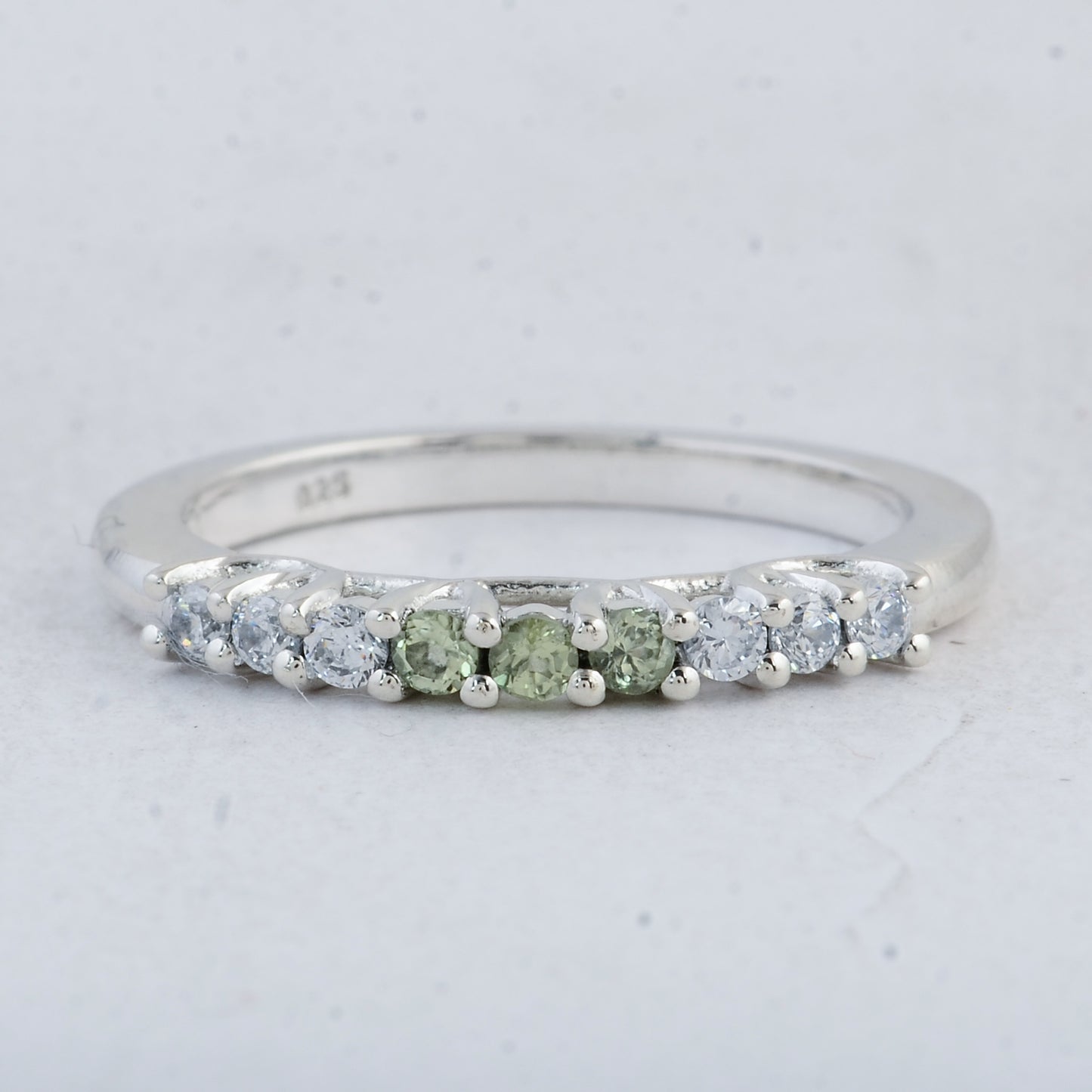 0.44 Ct Round Peridot 925 Sterling Silver Ring