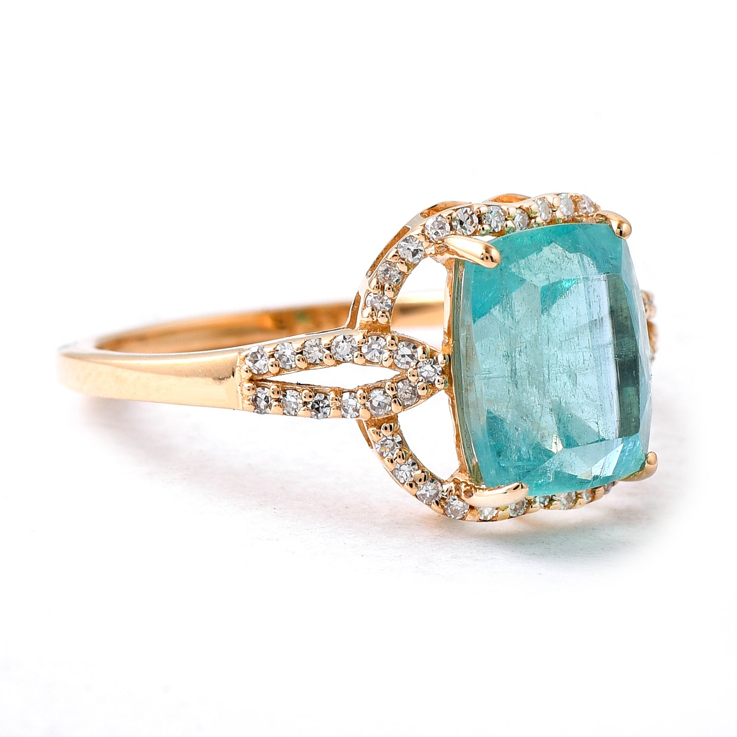 2.92 Ct Oval Mixed Cut Natural Emerald 14K Gold Ring