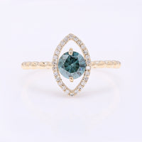 0.74 Ct Round Blue Diamond 14K Gold Ring