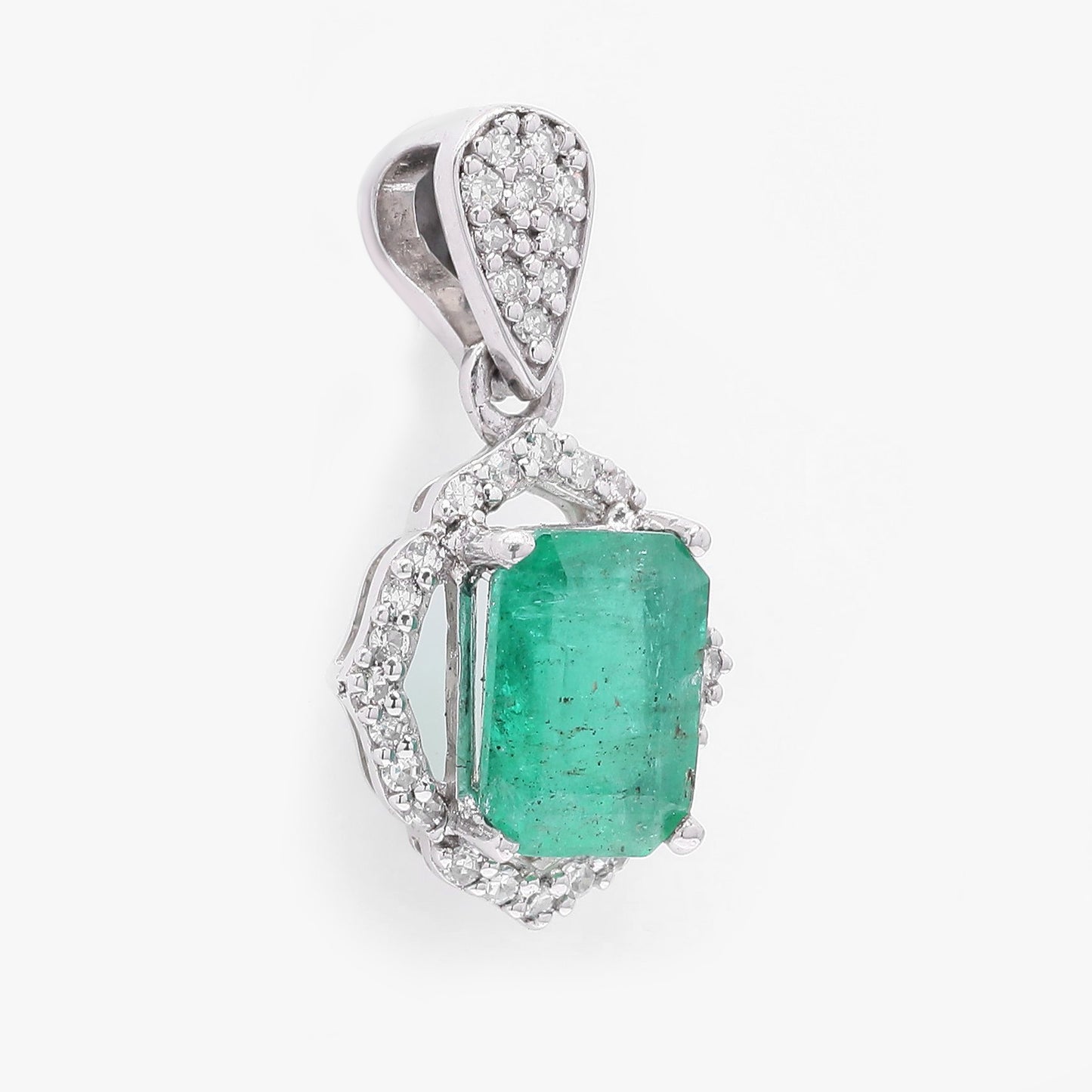 1.15 Ct Octagon Step Cut Natural Emerald 950 Platinum Pendant