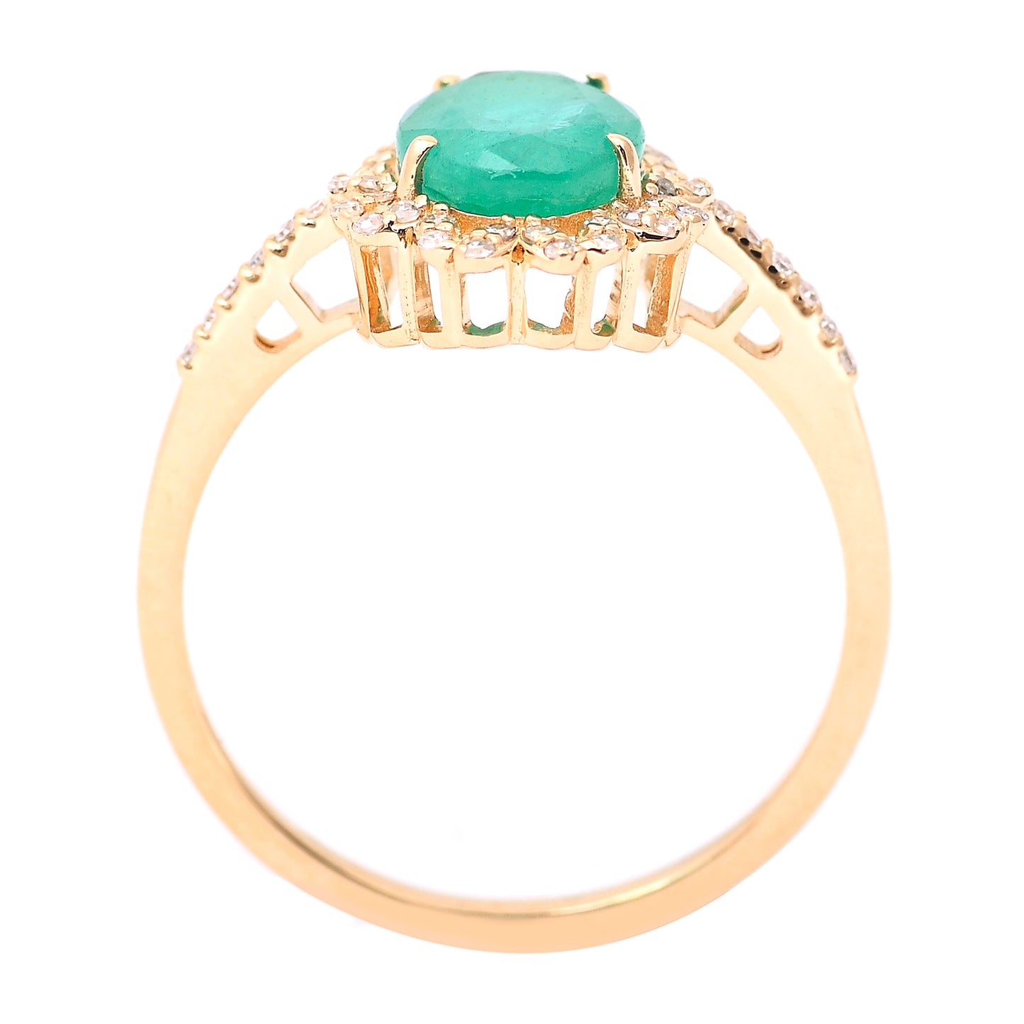 1.62 Ct Oval Mixed Cut Natural Emerald 14K Gold Ring