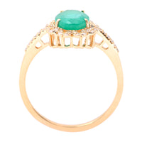 1.62 Ct Oval Mixed Cut Natural Emerald 14K Gold Ring