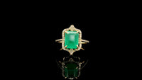 2.90 Ct Octagon Natural Emerald 14K Gold Ring