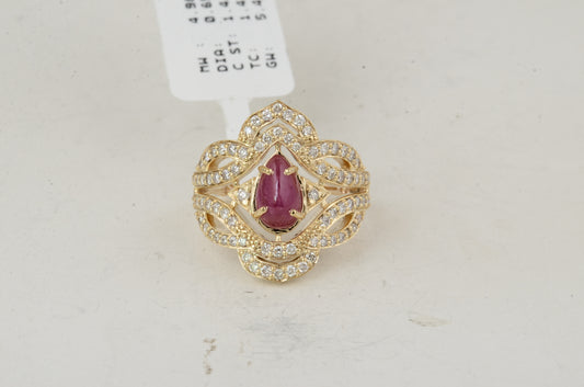 2.07 Ct Pear Ruby 14K Gold Ring