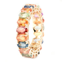 6.66 Ct Oval Mixed Cut Natural Corundum Multi Sapphire 14K Gold Ring