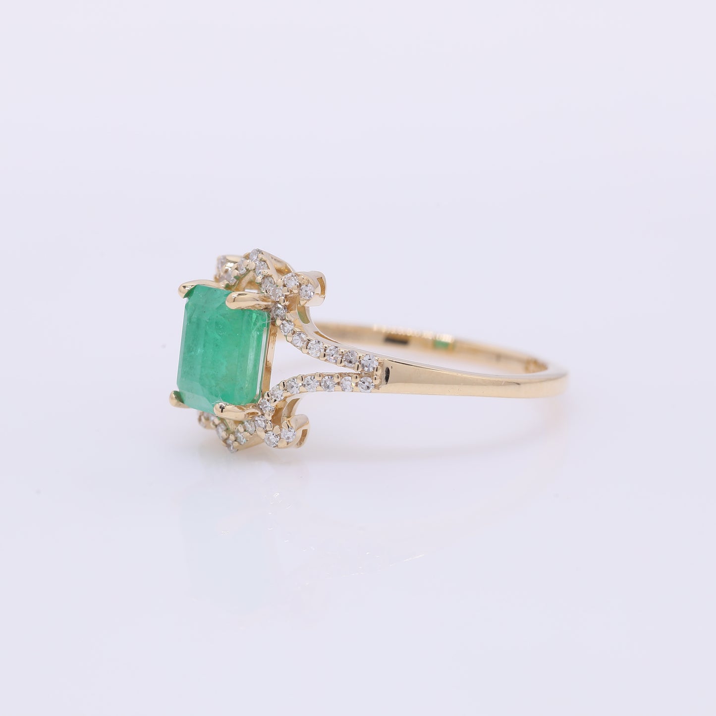 1.51 Ct Octagon Step Cut Natural Emerald 14K Gold Ring