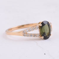 1.25 Ct Oval Natural Green Tourmaline 14K Gold Ring