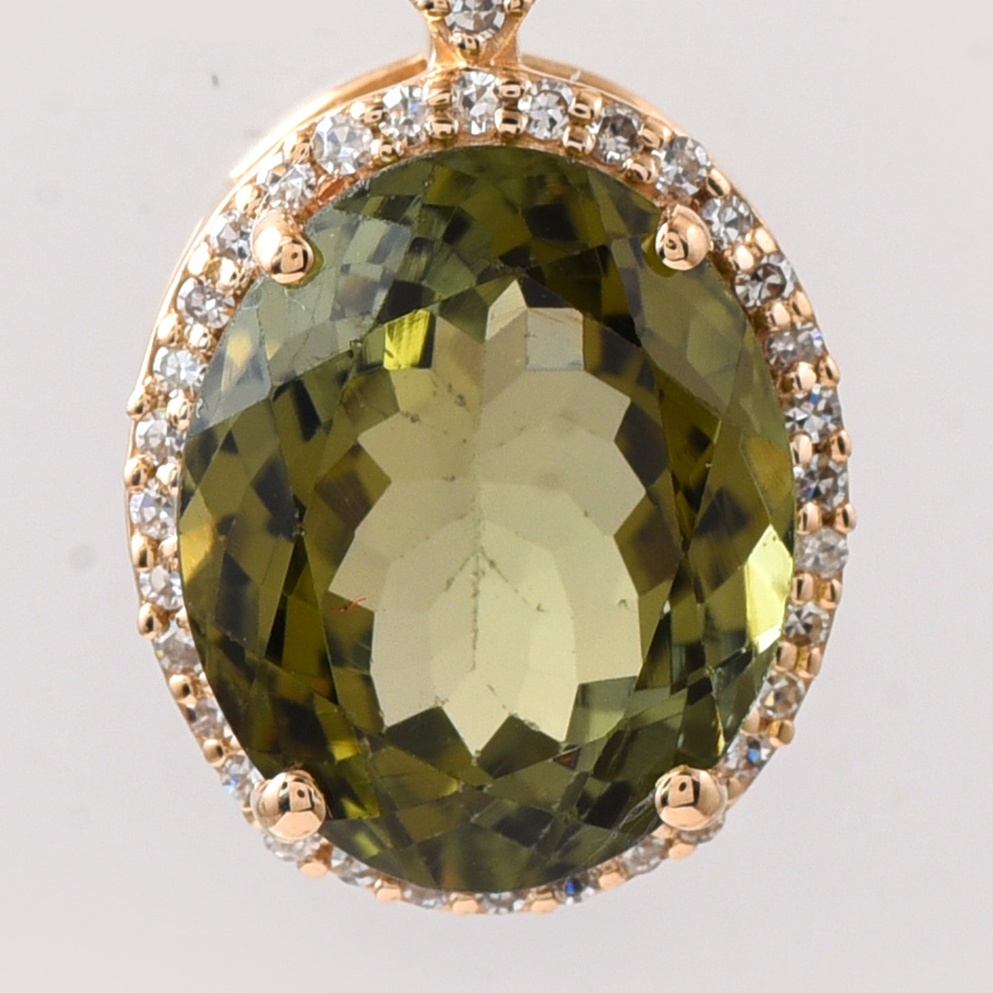 4.19 Ct Oval Mixed Cut Natural Green Tourmaline 14K Gold Pendant