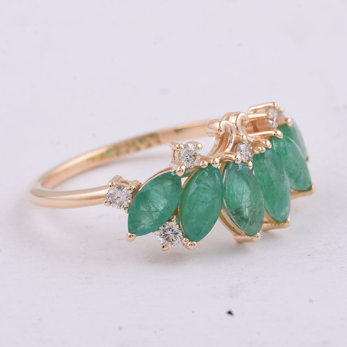1.73 Ct Marquise Natural Emerald 14K Gold Ring