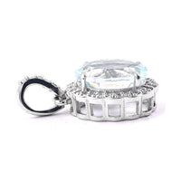 1.99 Ct Oval Mixed Cut Natural Aquamarine 950 Platinum Pendant