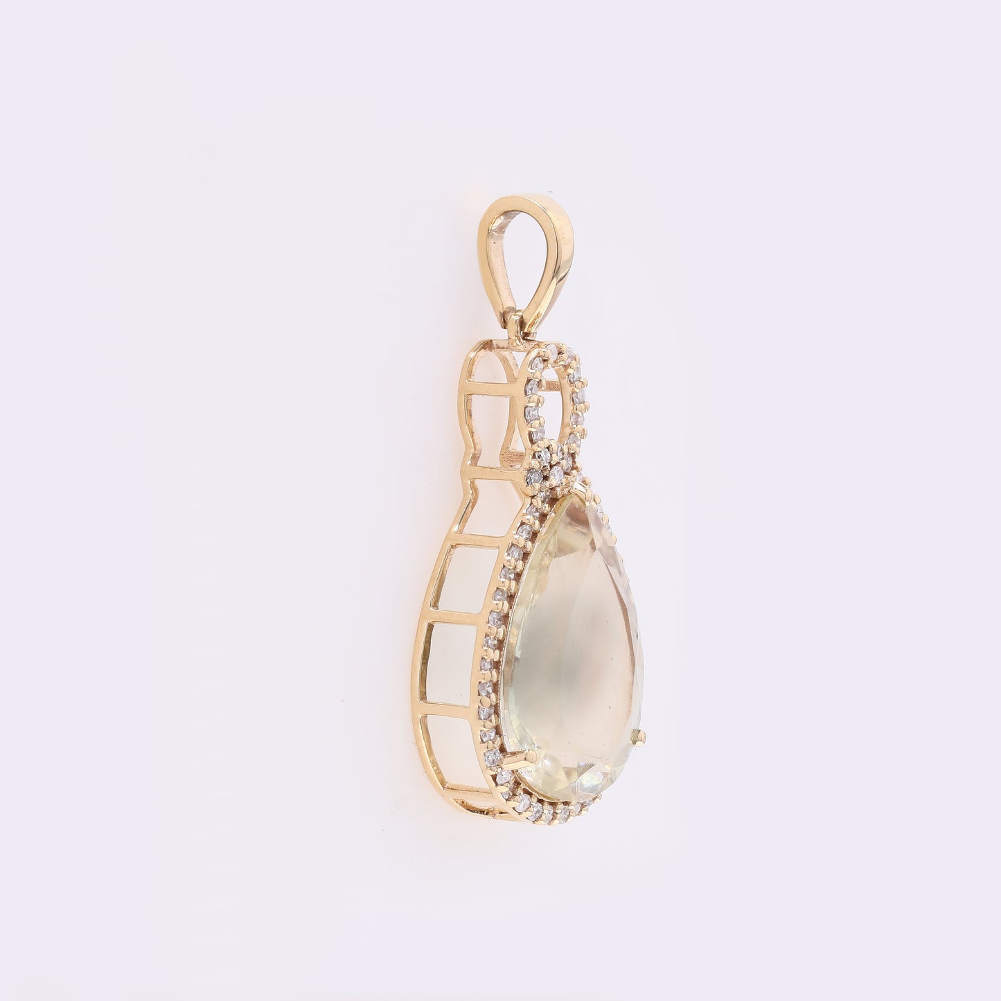 4.10 Ct Pear Mixed Cut Natural Sunstone 14K Gold Pendant