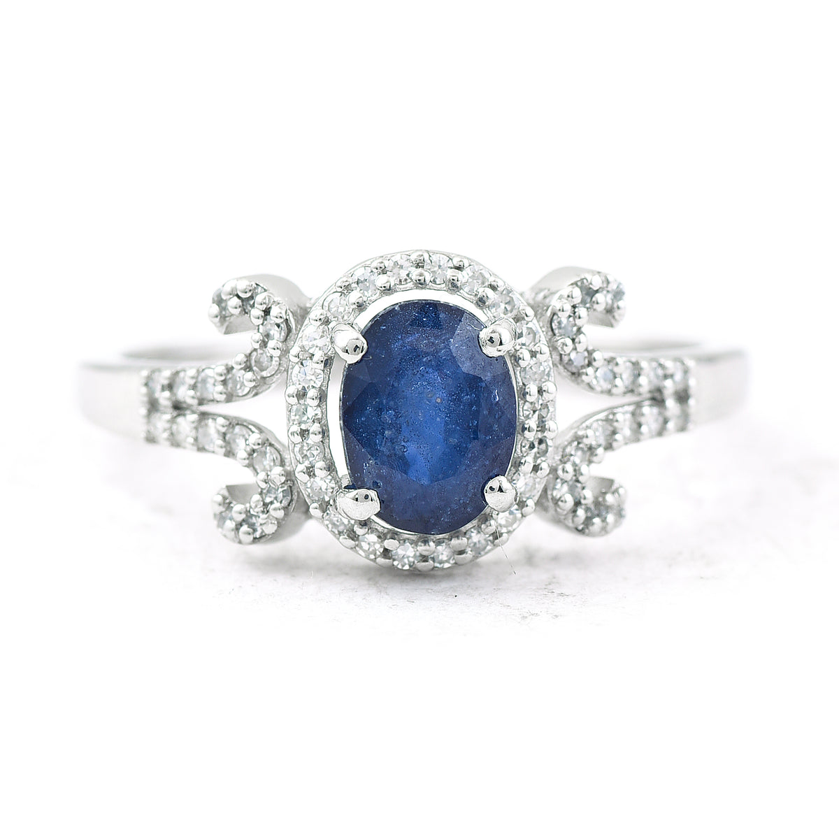 1.30 Ct Oval Mixed Cut Natural Sapphire 950 Platinum Ring