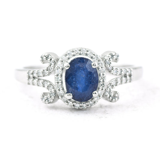 1.30 Ct Oval Mixed Cut Natural Sapphire 950 Platinum Ring