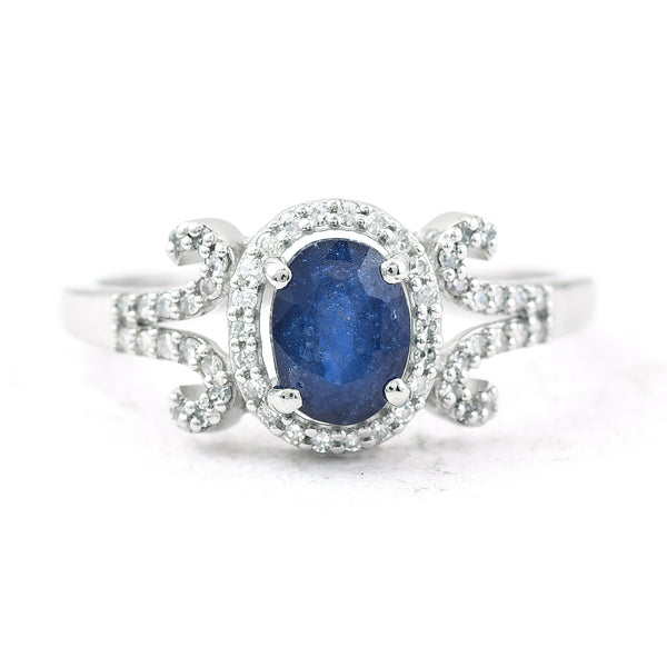 1.30 Ct Oval Mixed Cut Natural Sapphire 950 Platinum Ring