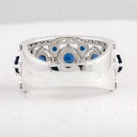 1.54 Ct Round Created Glass Sapphire 925 Sterling Silver Ring