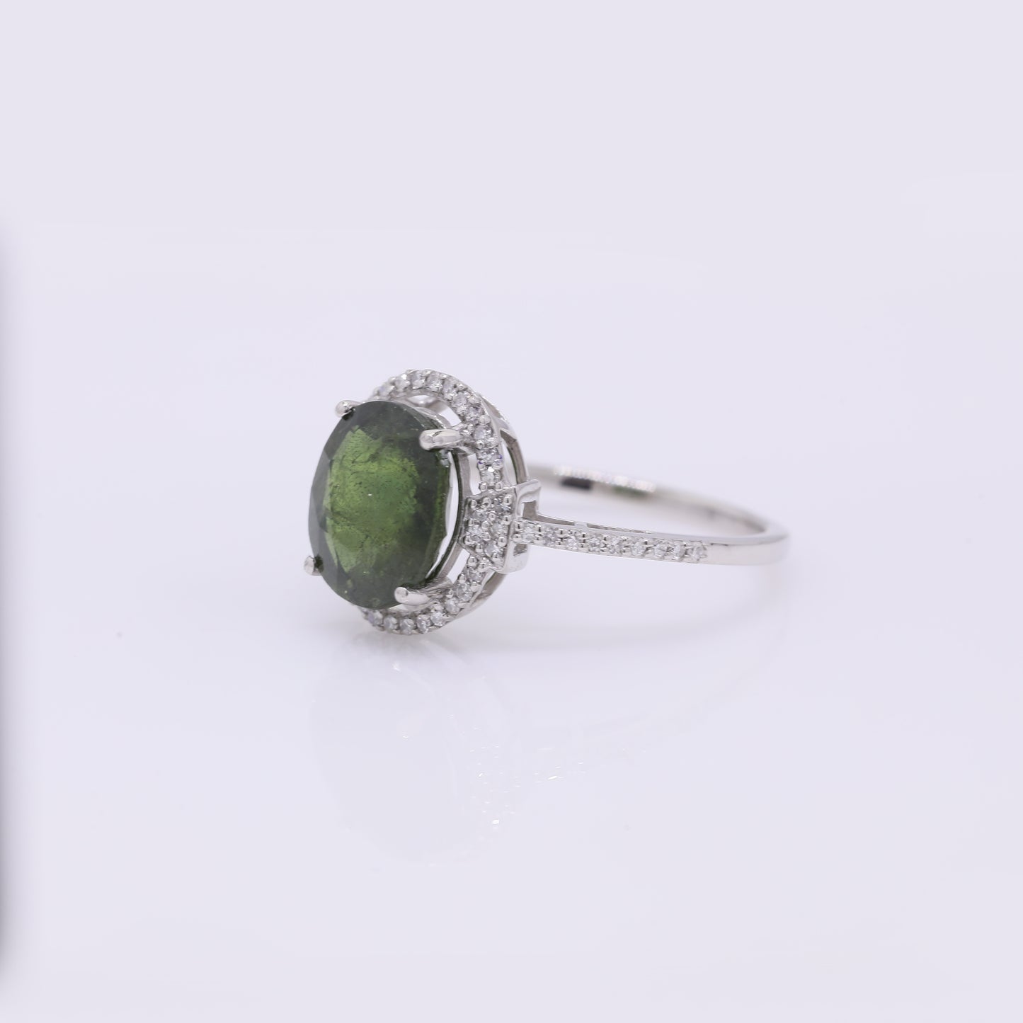 3.58 Ct Cushion Mixed Cut Natural Green Sapphire 950 Platinum Ring