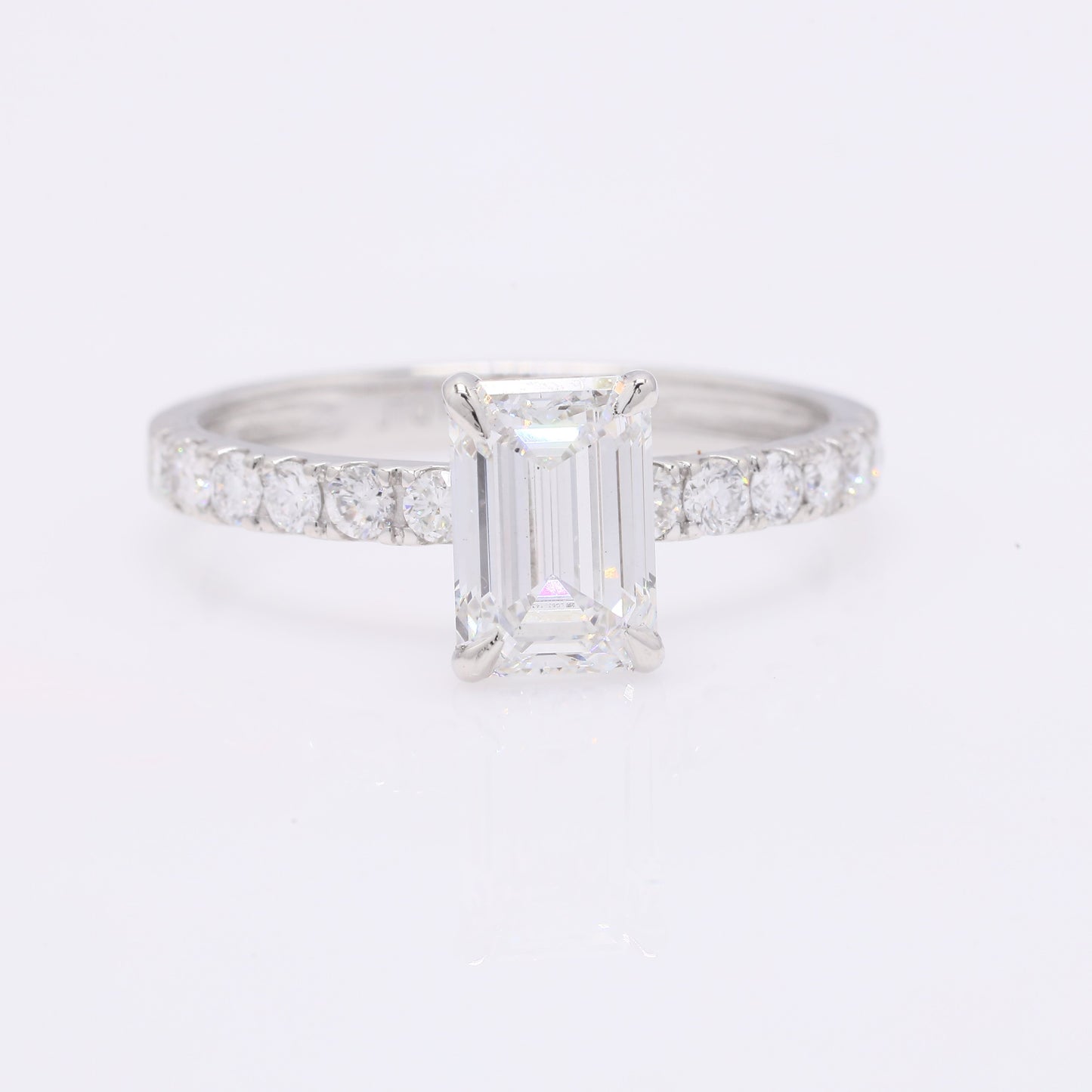 1.98 Ct Emerald Cut Lab Grown Diamond 950 Platinum Ring