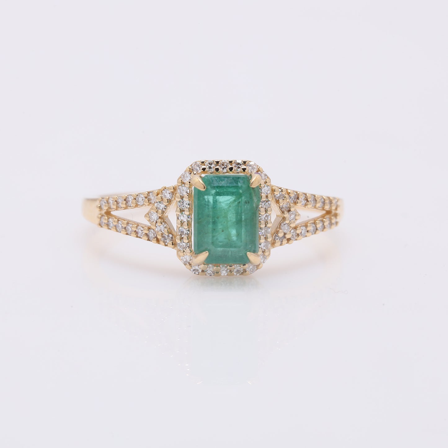 1.21 Ct Octagon Step Cut Natural Emerald 14K Gold Ring