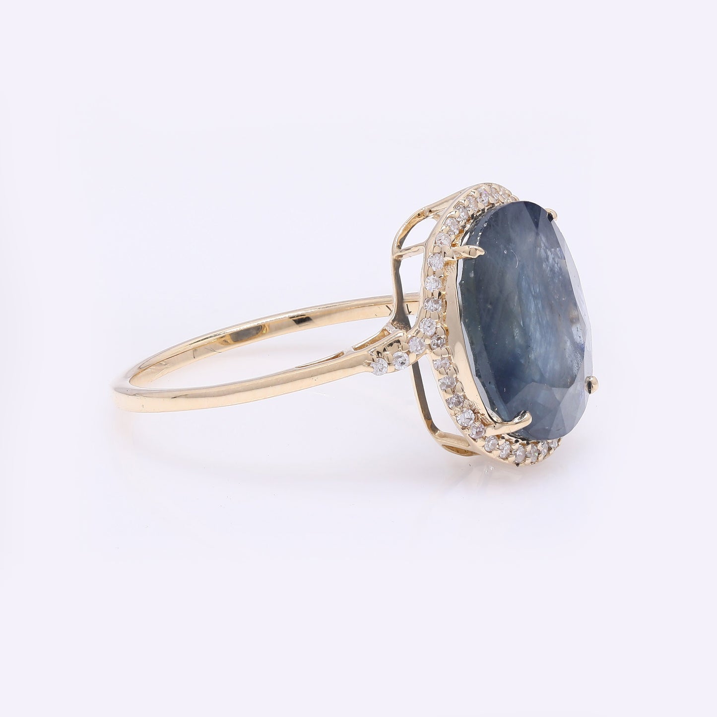 5.92 Ct Rectangular Cushion Mixed Cut Natural Corundum Sapphire 14K Gold Ring
