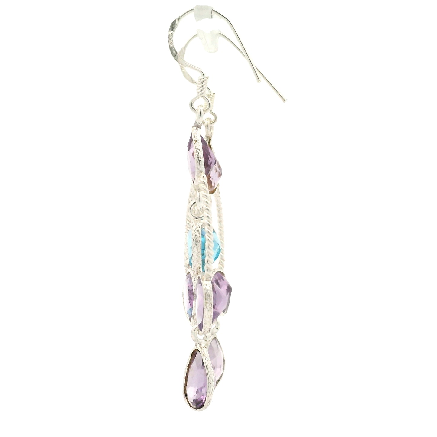 11.63 Ct Blue Topaz, Amethyst 925 Sterling Silver Earrings