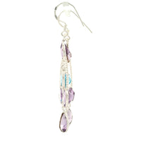 11.63 Ct Blue Topaz, Amethyst 925 Sterling Silver Earrings