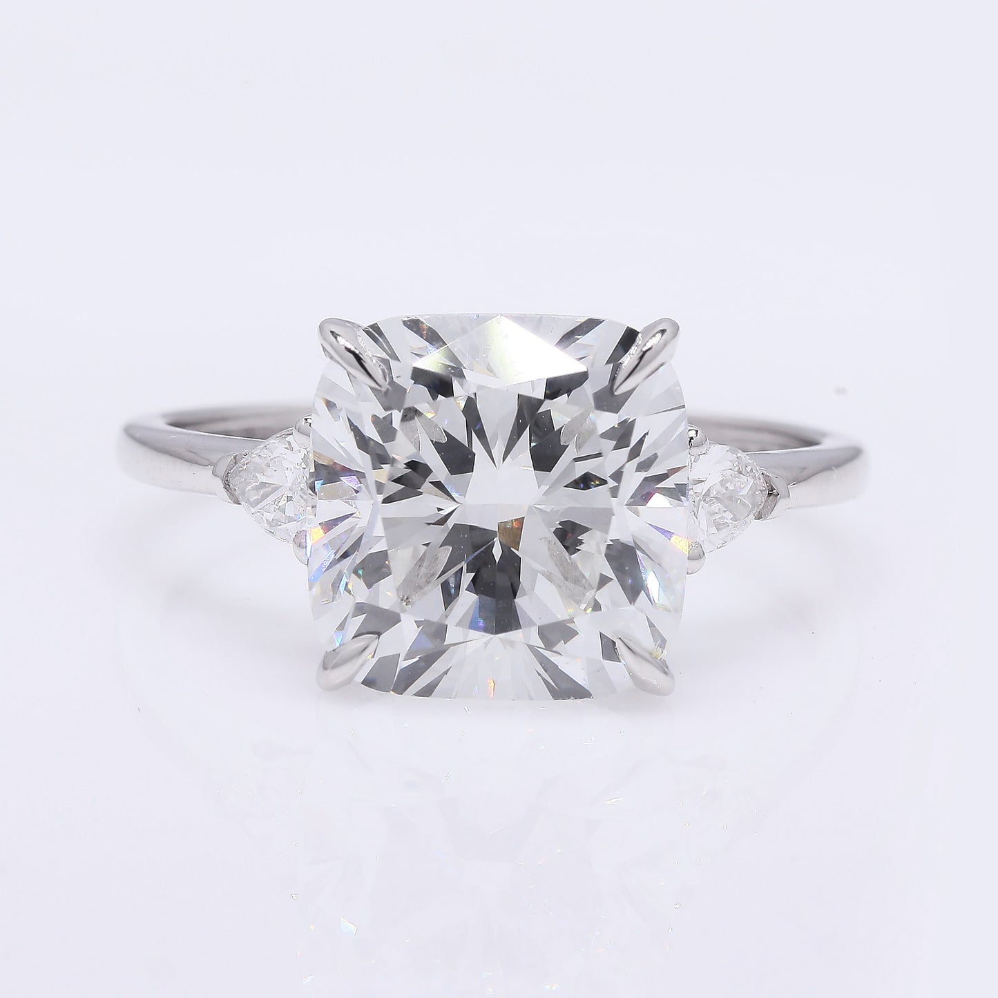5.02 Ct Square Cushion Modified Brilliant Lab Grown Diamond 950 Platinum Ring