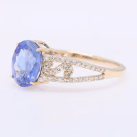 2.55 Ct Oval Mixed Cut Natural Sapphire 14K Gold Ring