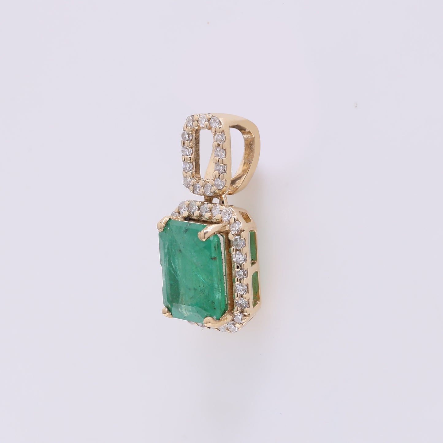 1.12 Ct Octagon Emerald 14K Gold Pendant