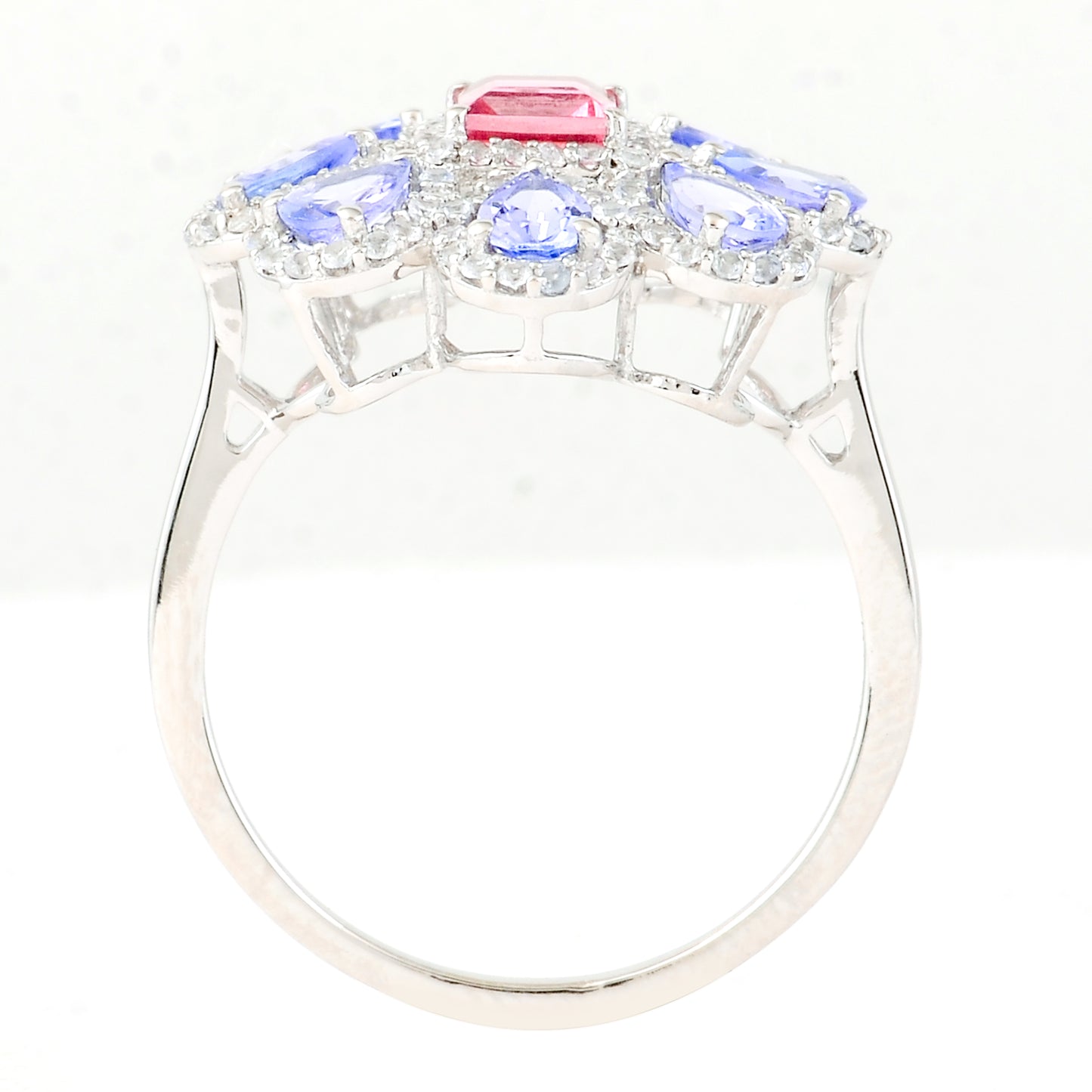 2.16 Ct Square Step Cut Natural Pink Tourmaline 950 Platinum Ring