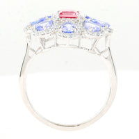 2.16 Ct Square Step Cut Natural Pink Tourmaline 950 Platinum Ring