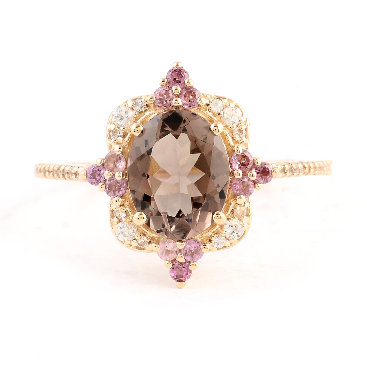 2.00 Ct Oval Multi Tourmaline 14K Gold Ring