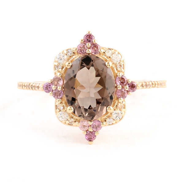 2.00 Ct Oval Multi Tourmaline 14K Gold Ring