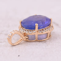 3.05 Ct Oval Mixed Cut Natural Tanzanite 14K Gold Pendant